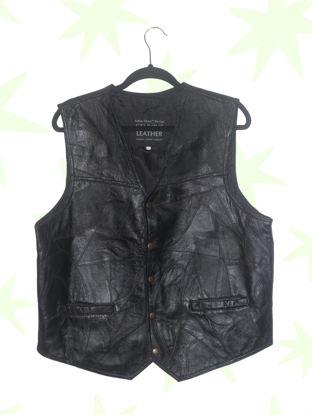 VTG Italian Stone Design leather vest XL
